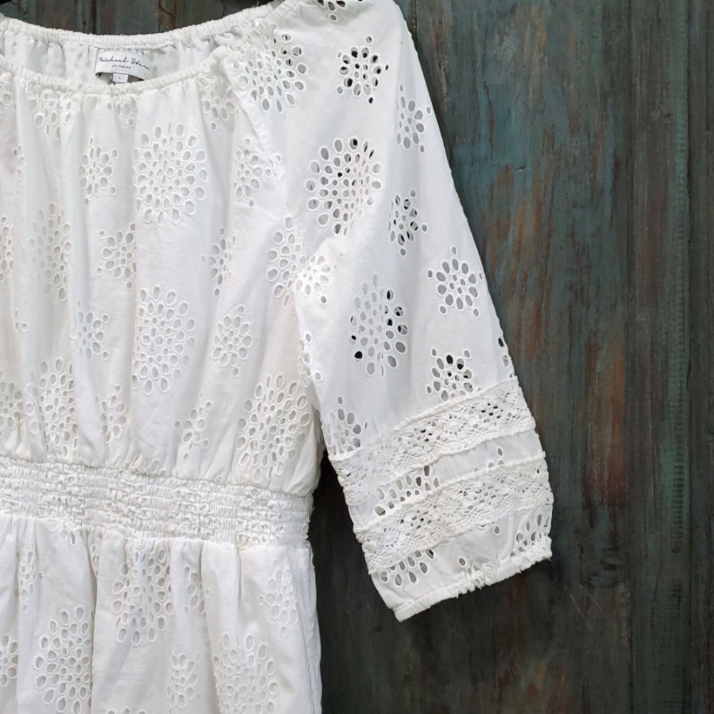 MICHAEL STARS Alessandra Off-Shoulder Eyelet Dress, Size Large, NWOT - Picture 6 of 12